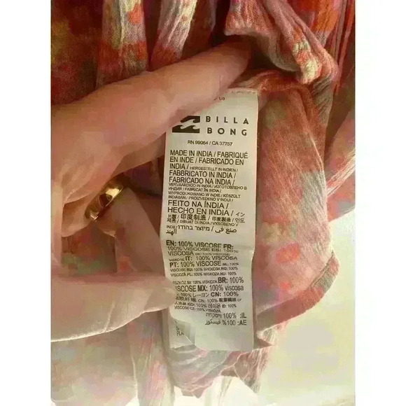 Billabong All for You Mini Dress Color Soft n Peachy 100% Viscose Size L - Picture 8 of 8